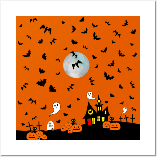 SPOOKY Season Happy Halloween Haunted House Posters and Art